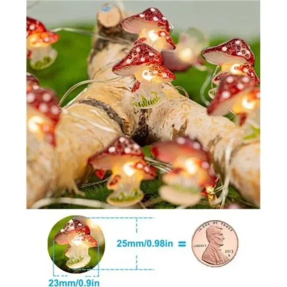Mushroom Decor Cottagecore Room Decor 10FT 30LEDs Mushroom String Lights Battery